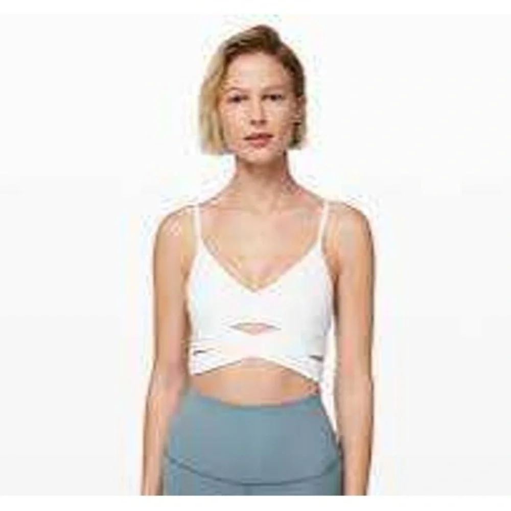 Lululemon Take Power Bra Yellow Green Wrap Cut Out‎ Sports Bra LW2DBWS Size 6